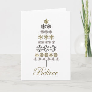 Cartes Pour Fêtes Annuelles arbre flocon de neige vintage moderne