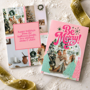 Cartes Pour Fêtes Annuelles Arbre gribouillé rose - Photo encadrée en arc - Jo