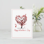 Cartes Pour Fêtes Annuelles Arbre heureuse Sainte-Valentin en forme de rouge (Debout devant)