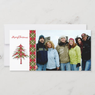 Cartes Pour Fêtes Annuelles Arbre Jacquard rouge et vert Joyeux Noël