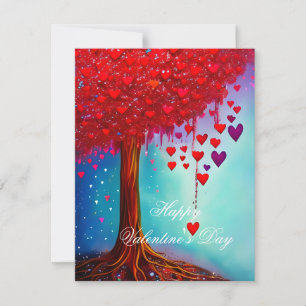 Cartes Pour Fêtes Annuelles Arbre lumineux de coeurs valentin 