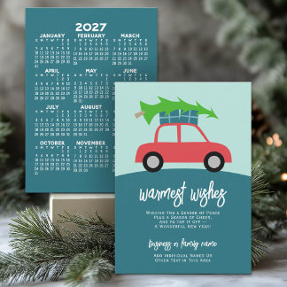Cartes Pour Fêtes Annuelles Arbre Meilleurs Vœux sur Voiture Calendrier Entrep