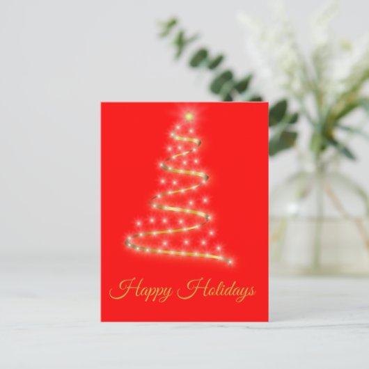 Cartes Pour Fêtes Annuelles Arbre moderne de Noël en rouge vif (Debout devant)