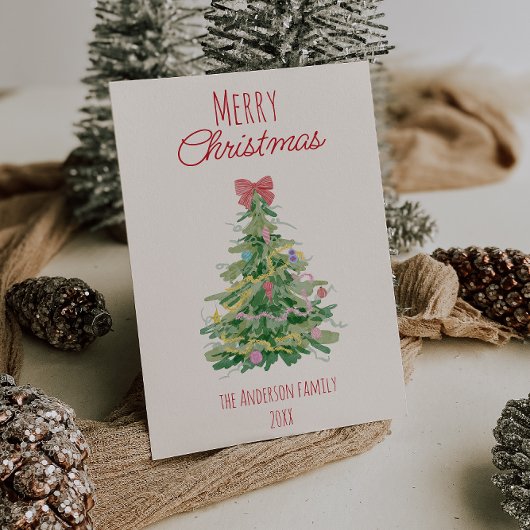 Cartes Pour Fêtes Annuelles Arbre noir rouge vert de Noël sans photo