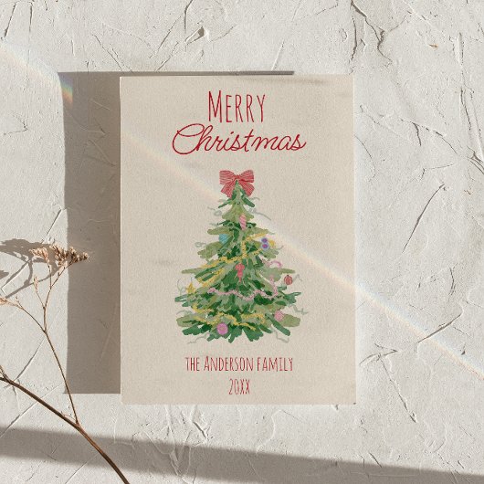 Cartes Pour Fêtes Annuelles Arbre noir rouge vert de Noël sans photo