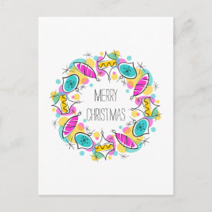 Cartes Pour Fêtes Annuelles Arbre rétro Baubles Cercle Noël vertical