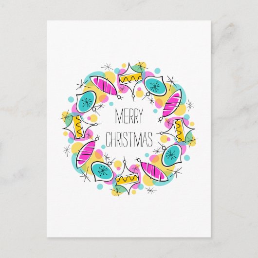 Cartes Pour Fêtes Annuelles Arbre rétro Baubles Cercle Noël vertical (Devant)