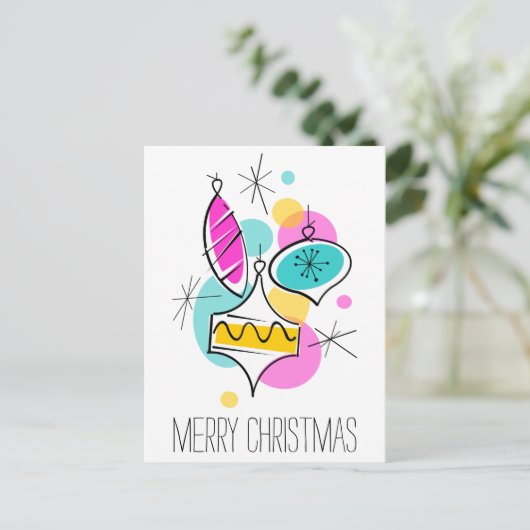 Cartes Pour Fêtes Annuelles Arbre rétro Baubles Groupe Noël vertical (Debout devant)