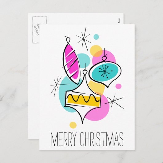 Cartes Pour Fêtes Annuelles Arbre rétro Baubles Groupe Noël vertical (Devant / Derrière)