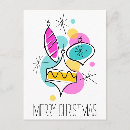 Cartes Pour Fêtes Annuelles Arbre rétro Baubles Groupe Noël vertical (Devant)