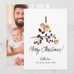 Cartes Pour Fêtes Annuelles Arbre rustique artistique feuillage Joyeux Noël Ph