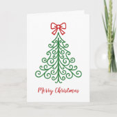 Cartes Pour Fêtes Annuelles Arbre simple avec bow Noël moderne (Devant)