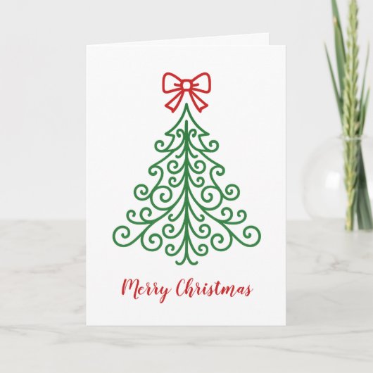 Cartes Pour Fêtes Annuelles Arbre simple avec bow Noël moderne (Devant)