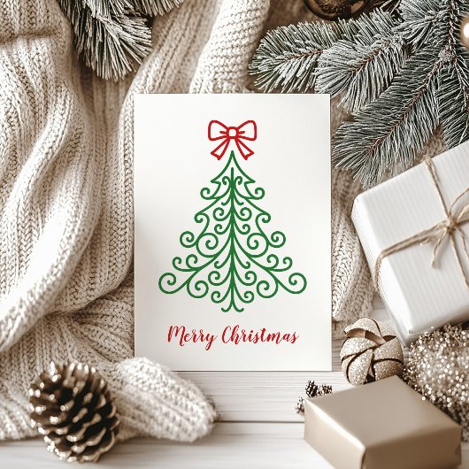 Cartes Pour Fêtes Annuelles Arbre simple avec bow Noël moderne