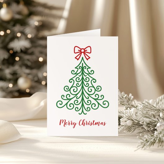 Cartes Pour Fêtes Annuelles Arbre simple avec bow Noël moderne