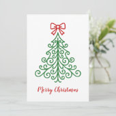 Cartes Pour Fêtes Annuelles Arbre simple avec bow Noël moderne (Debout devant)