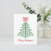 Cartes Pour Fêtes Annuelles Arbre simple avec bow Noël moderne (Debout devant)