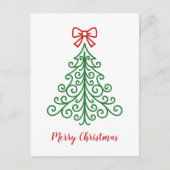 Cartes Pour Fêtes Annuelles Arbre simple avec bow Noël moderne (Devant)