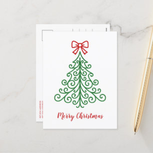 Cartes Pour Fêtes Annuelles Arbre simple avec un ruban moderne Noël