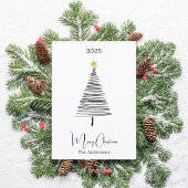 Cartes Pour Fêtes Annuelles Arbre simple noir blanc boho Noël