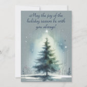 Cartes Pour Fêtes Annuelles Arbre Solitaire Illuminé, sur Fond Bleu (Devant)