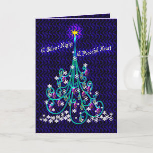 Cartes Pour Fêtes Annuelles Arbre turquoise et violet (carte Xmas personnalisé