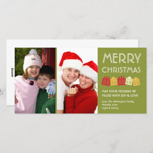 Cartes Pour Fêtes Annuelles Arbre vert joyeux Noël fun danser boîtes cadeaux (Devant / Derrière)