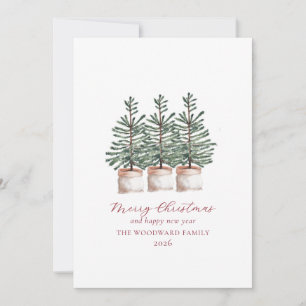 Cartes Pour Fêtes Annuelles Arbres à feuilles persistantes de vacances à l'aqu