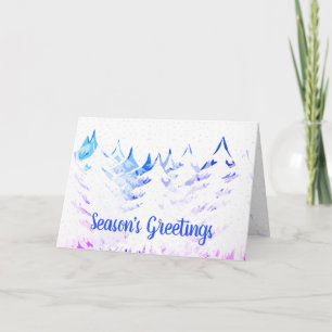 Cartes Pour Fêtes Annuelles Arbres à neige pourpre bleu Aqua blanc Noël