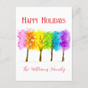 Cartes Pour Fêtes Annuelles Arbres à pin d'aquarelle de Noël