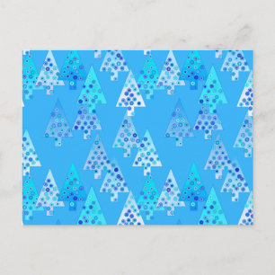Cartes Pour Fêtes Annuelles Arbres de Noël à fleurs modernes - bleu ciel