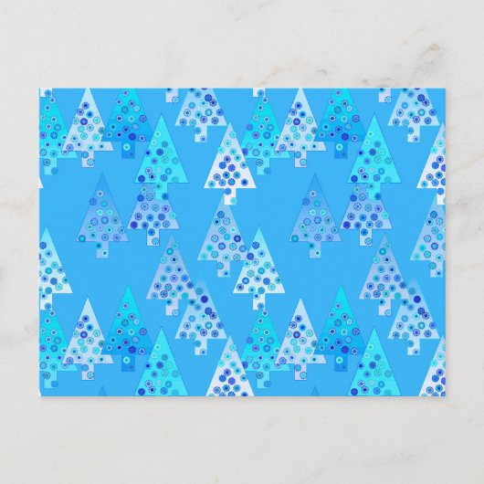 Cartes Pour Fêtes Annuelles Arbres de Noël à fleurs modernes - bleu ciel (Devant)