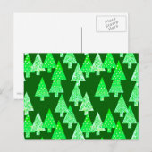 Cartes Pour Fêtes Annuelles Arbres de Noël à fleurs modernes - vert de pin (Devant / Derrière)