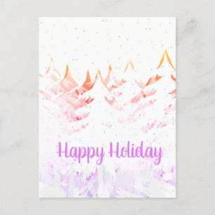Cartes Pour Fêtes Annuelles Arbres de Noël à la neige Orange violet et blanc