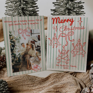 Cartes Pour Fêtes Annuelles Arbres de Noël amusants rouges et verts tirés à ma