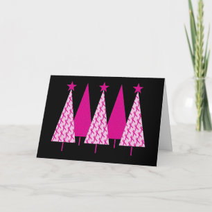 Cartes Pour Fêtes Annuelles Arbres de Noël - Cancer du sein Ruban rose