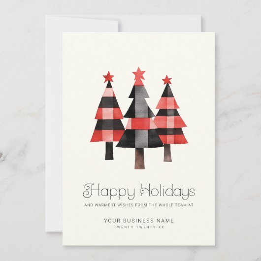 Cartes Pour Fêtes Annuelles Arbres de Noël chauds modernes Plaid Simple Entrep (Devant)