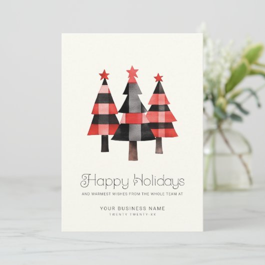 Cartes Pour Fêtes Annuelles Arbres de Noël chauds modernes Plaid Simple Entrep (Debout devant)