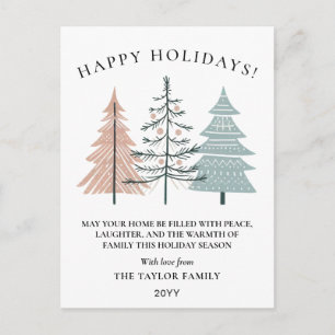Cartes Pour Fêtes Annuelles Arbres de Noël Dessinés à la Main Bohème Minimalis