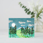 Cartes Pour Fêtes Annuelles Arbres de Noël éclairés par la lune (Debout devant)