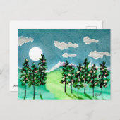 Cartes Pour Fêtes Annuelles Arbres de Noël éclairés par la lune (Devant / Derrière)