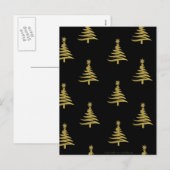 Cartes Pour Fêtes Annuelles Arbres de Noël en or sur noir (Devant / Derrière)