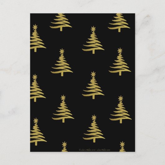 Cartes Pour Fêtes Annuelles Arbres de Noël en or sur noir (Devant)