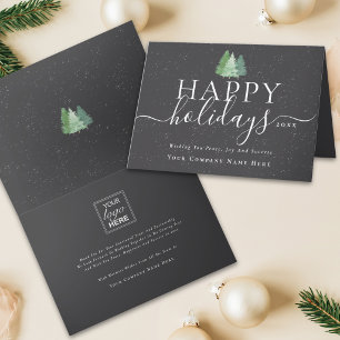 Cartes Pour Fêtes Annuelles Arbres de Noël enneigés d'entreprise moderne Votre