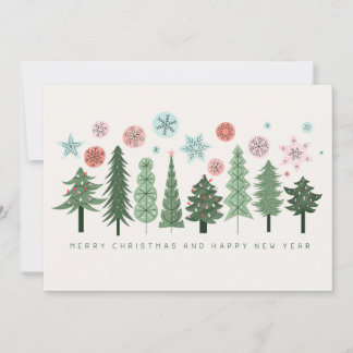 Cartes Pour Fêtes Annuelles Arbres de Noël et flocons de neige stylisés