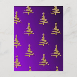 Cartes Pour Fêtes Annuelles Arbres de Noël Gold sur violet
