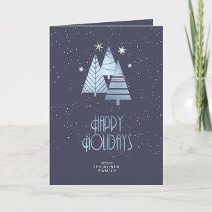 Cartes Pour Fêtes Annuelles Arbres de Noël Joyeuses Fêtes Bleues ID863