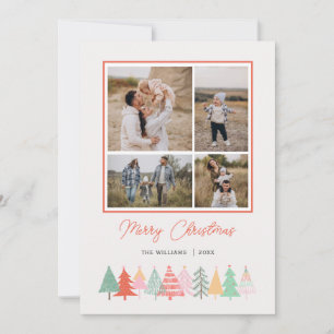 Cartes Pour Fêtes Annuelles Arbres de Noël joyeux Cosy 4 Photo Holiday Ca
