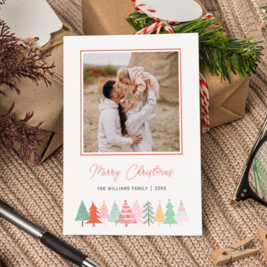 Cartes Pour Fêtes Annuelles Arbres de Noël joyeux Cosy Photo Holiday Card