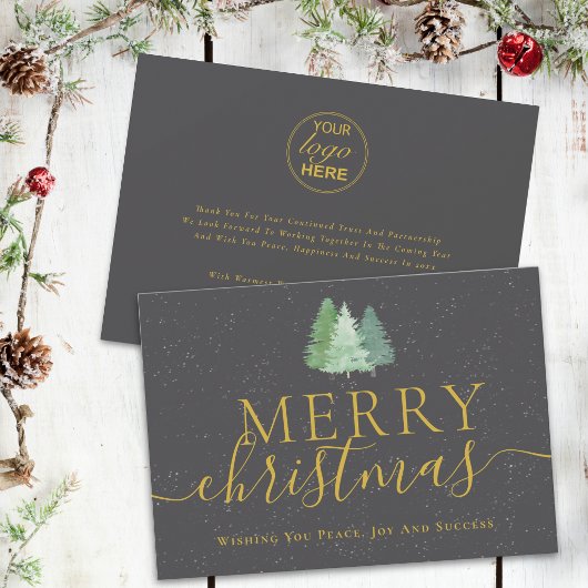 Cartes Pour Fêtes Annuelles Arbres de Noël Joyeux Noël Logo d'entreprise Écrit